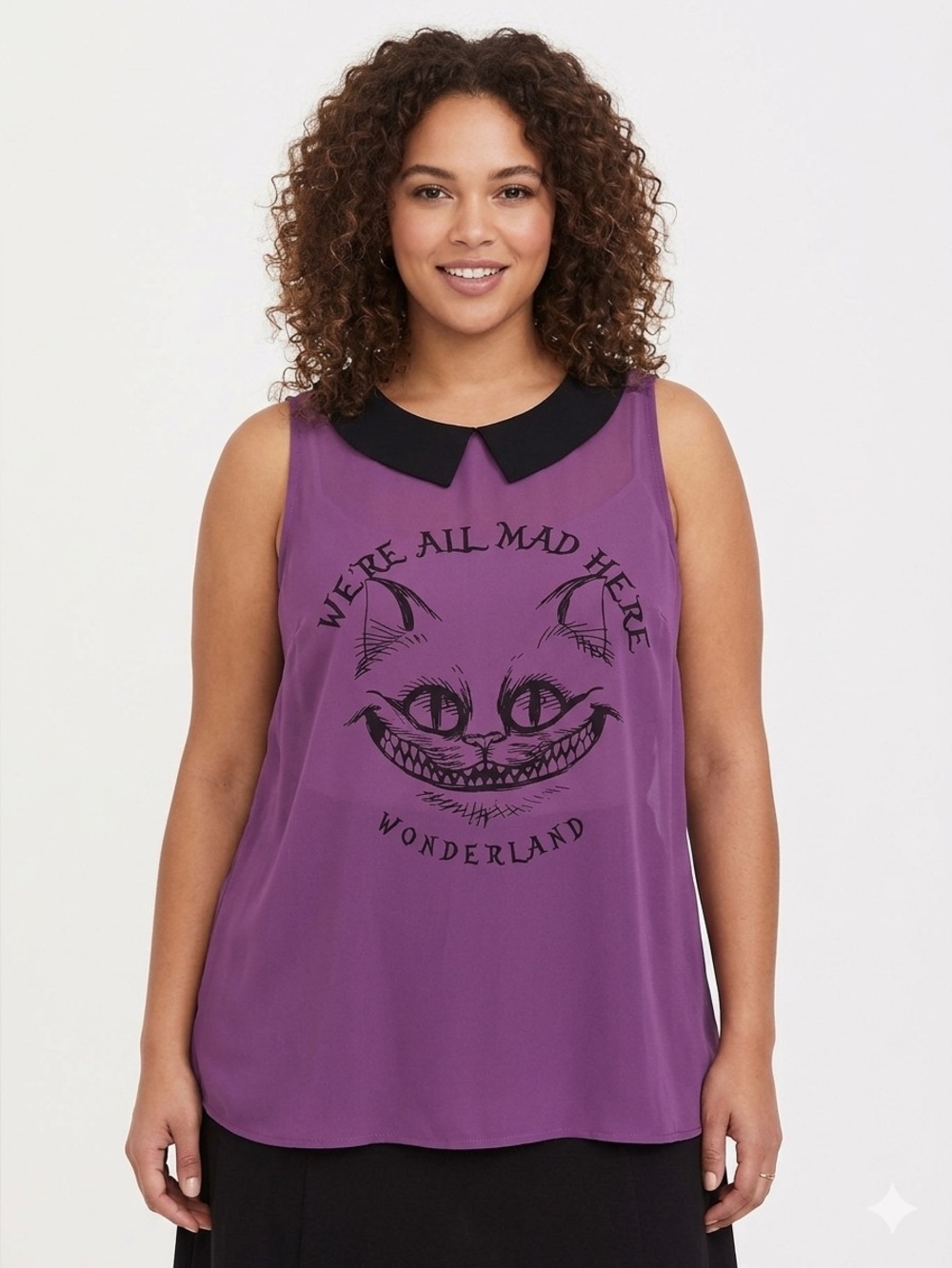 Disney Torrid Alice Through Looking Glass Top 2 Purple Cheshire Cat Whimsigoth